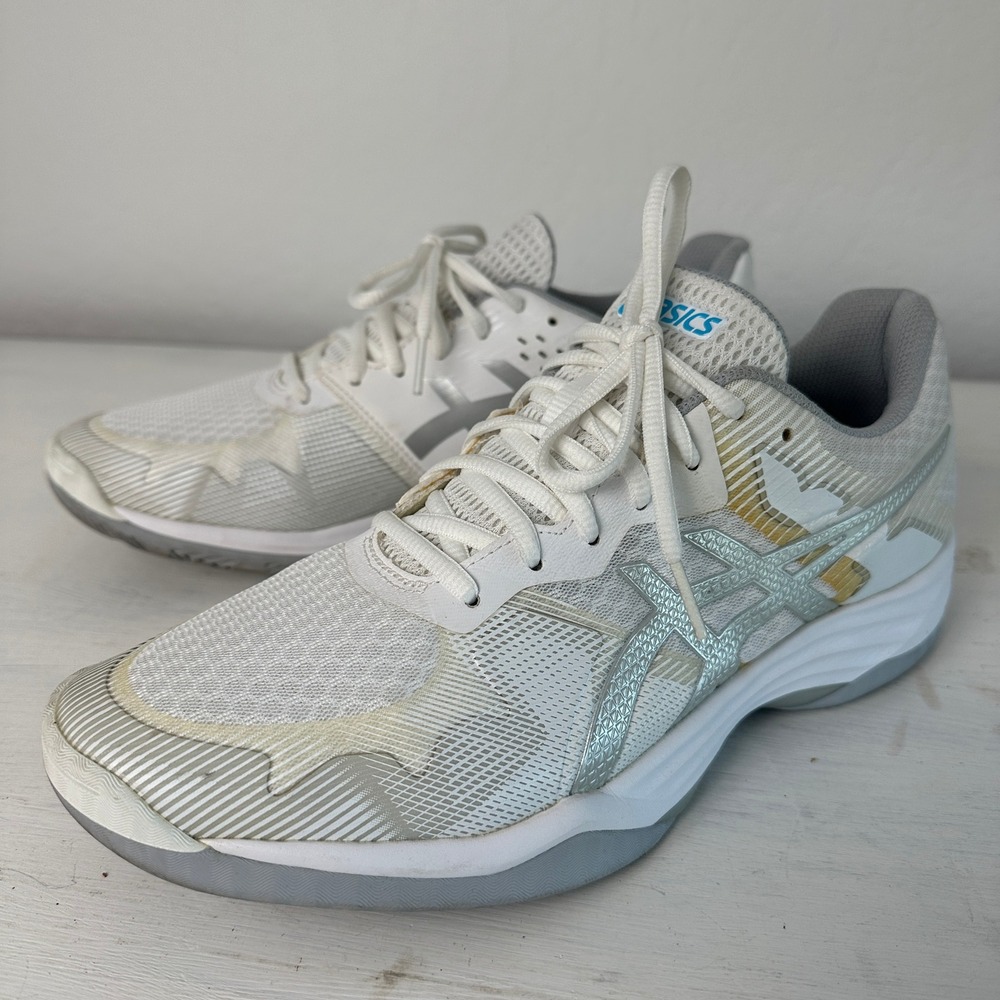 ASICS Sneakers Womens 10.5 Gel-Rocket 9 White Silver 1072A035 Court Volleyball
